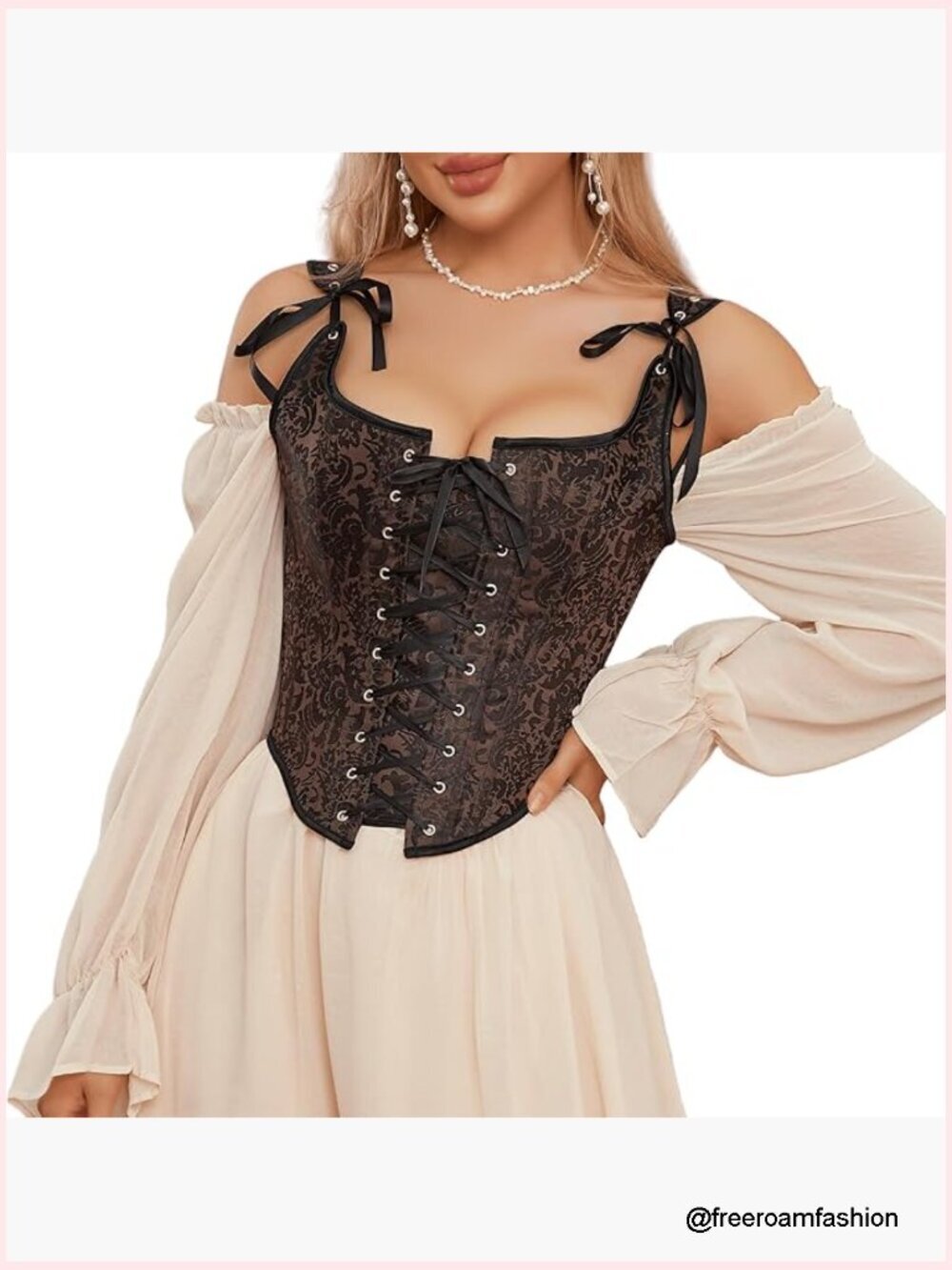 Women's Overbust Corset Top with Adjustable Lacing Shapewear for Cosplay